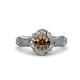 3 - Maura Signature Smoky Quartz and Diamond Floral Halo Engagement Ring 