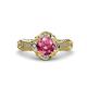 3 - Maura Signature Pink Tourmaline and Diamond Floral Halo Engagement Ring 