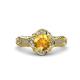 3 - Maura Signature Citrine and Diamond Floral Halo Engagement Ring 