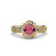 3 - Maura Signature Rhodolite Garnet and Diamond Floral Halo Engagement Ring 