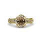 3 - Maura Signature Smoky Quartz and Diamond Floral Halo Engagement Ring 