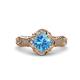 3 - Maura Signature Blue Topaz and Diamond Floral Halo Engagement Ring 