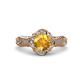 3 - Maura Signature Citrine and Diamond Floral Halo Engagement Ring 