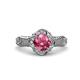 3 - Maura Signature Pink Tourmaline and Diamond Floral Halo Engagement Ring 