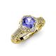 4 - Maura Signature Tanzanite and Diamond Floral Halo Engagement Ring 