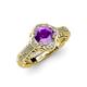 4 - Maura Signature Amethyst and Diamond Floral Halo Engagement Ring 