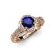 4 - Maura Signature Blue Sapphire and Diamond Floral Halo Engagement Ring 