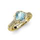 4 - Maura Signature Aquamarine and Diamond Floral Halo Engagement Ring 