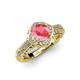 4 - Maura Signature Pink Tourmaline and Diamond Floral Halo Engagement Ring 