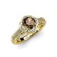 4 - Maura Signature Smoky Quartz and Diamond Floral Halo Engagement Ring 