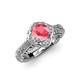 4 - Maura Signature Pink Tourmaline and Diamond Floral Halo Engagement Ring 