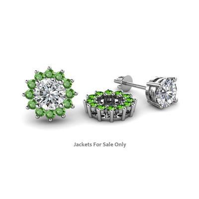 Florice Round Green Garnet Flower Jacket Earrings
