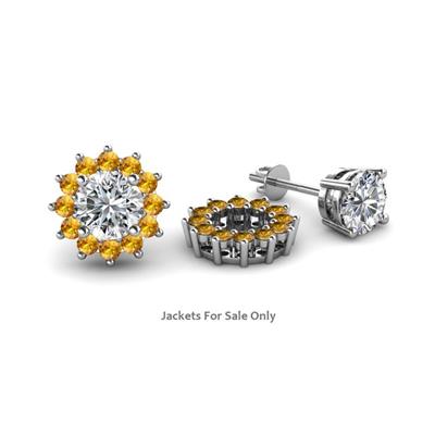 Florice Round Citrine Flower Jacket Earrings