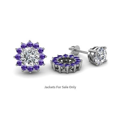Florice Round Iolite Flower Jacket Earrings