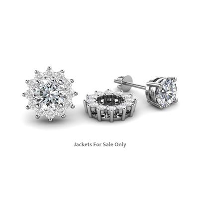 Florice Round White Sapphire Flower Jacket Earrings