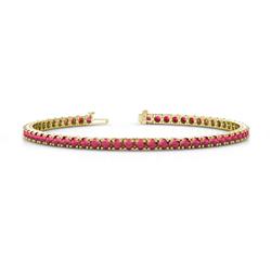 Leslie Round Ruby Eternity Tennis Bracelet Round Ruby ctw Womens Eternity Tennis Bracelet K Yellow Gold