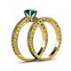 5 - Florian Classic Blue Diamond Solitaire Bridal Set Ring 