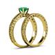 5 - Florian Classic Emerald Solitaire Bridal Set Ring 