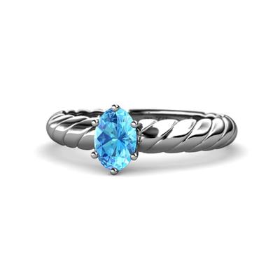 Eudora Classic x Oval Shape Blue Topaz Solitaire Engagement Ring