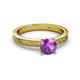 4 - Cael Classic 6.50 mm Round Amethyst Solitaire Engagement Ring 