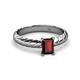 2 - Eudora Classic 7x5 mm Emerald Shape Red Garnet Solitaire Engagement Ring 