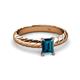 2 - Eudora Classic 7x5 mm Emerald Shape London Blue Topaz Solitaire Engagement Ring 