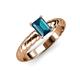 3 - Eudora Classic 7x5 mm Emerald Shape London Blue Topaz Solitaire Engagement Ring 