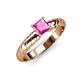 3 - Eudora Classic 5.5 mm Princess Cut Lab Created Pink Sapphire Solitaire Engagement Ring 