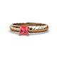 1 - Eudora Classic 5.5 mm Princess Cut Pink Tourmaline Solitaire Engagement Ring 