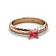 2 - Eudora Classic 5.5 mm Princess Cut Pink Tourmaline Solitaire Engagement Ring 