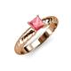 3 - Eudora Classic 5.5 mm Princess Cut Pink Tourmaline Solitaire Engagement Ring 
