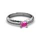 2 - Eudora Classic 5.5 mm Princess Cut Lab Created Pink Sapphire Solitaire Engagement Ring 