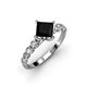 3 - Alicia Princess Cut Black and White Diamond Engagement Ring 