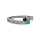 2 - Orane Blue Sapphire and Emerald with Side Diamonds Bypass Ring 