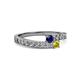 2 - Orane Blue Sapphire and Yellow Diamond with Side Diamonds Bypass Ring 