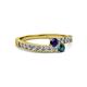 2 - Orane Blue Sapphire and Blue Diamond with Side Diamonds Bypass Ring 