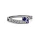 2 - Orane Blue Sapphire and Iolite with Side Diamonds Bypass Ring 