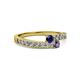 2 - Orane Blue Sapphire and Iolite with Side Diamonds Bypass Ring 