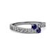 2 - Orane Blue Sapphire with Side Diamonds Bypass Ring 