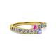 2 - Orane Pink Sapphire and Tanzanite with Side Diamonds Bypass Ring 