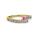 2 - Orane Pink Sapphire and Diamond with Side Diamonds Bypass Ring 