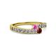 2 - Orane Pink Sapphire and Ruby with Side Diamonds Bypass Ring 