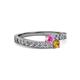 2 - Orane Pink Sapphire and Citrine with Side Diamonds Bypass Ring 