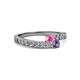 2 - Orane Pink Sapphire and Iolite with Side Diamonds Bypass Ring 