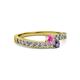 2 - Orane Pink Sapphire and Iolite with Side Diamonds Bypass Ring 