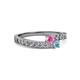 2 - Orane Pink Sapphire and Aquamarine with Side Diamonds Bypass Ring 