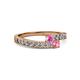 2 - Orane Pink Sapphire and Pink Tourmaline with Side Diamonds Bypass Ring 
