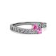 2 - Orane Pink Sapphire with Side Diamonds Bypass Ring 
