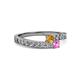 2 - Orane Citrine and Pink Sapphire with Side Diamonds Bypass Ring 