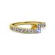 2 - Orane Citrine and Tanzanite with Side Diamonds Bypass Ring 